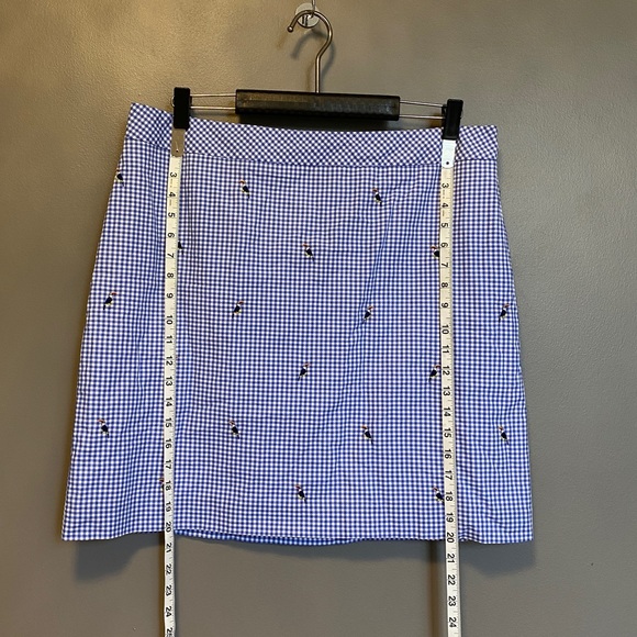 TALBOTS Gingham, Parrot Embroidery A-Line Skirt, 1127 - Picture 4 of 7